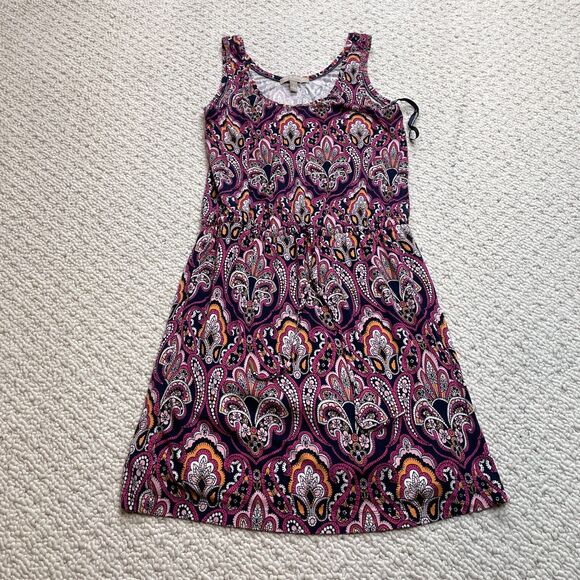 Banana Republic Dresses & Skirts - Banana Republic Tank Shift Dress Womens Small Red Paisley Elastic Waist Rayon